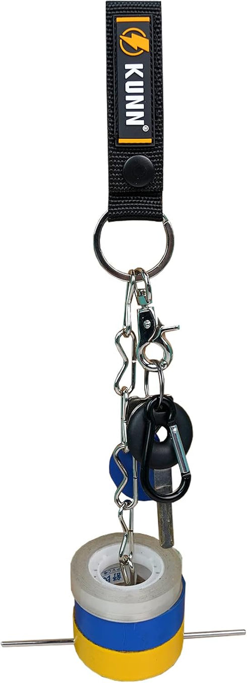 KUNN Electrical Tape Holder, Dual-Use Tape Thong, Enhanced Fast Tape Holder Chain for Tool Belt with Keyring, Snap Loop