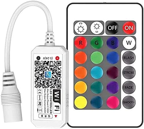 Smart LED WiFi Controller, Updated Wireless 24 Keys RF Remote Control for GRB BGR RGB LED Strip Lights, Compatible with Alexa Google Assistant IFTTT with Free Magic Home App (2 Pack) by Aubric
