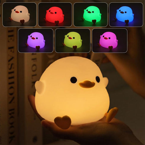 IFTHFOUR DoDo Duck Night Light, LED Cute Silicone Dimmable Nursery Lamp, Touch