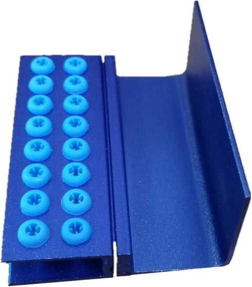 3Pcs Lab Bur Holder Block, Aluminum Autoclavable Box with 16 Holes and Silicone Cover, Blue