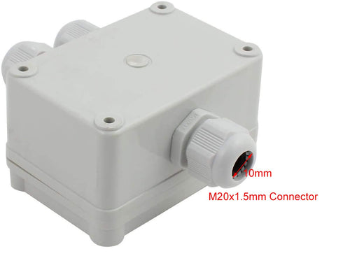 YXQ 1 in to 2 Out Electrical Junction Box, IP65 Waterproof Project Enclosure Case with Connector Gland - White Grey