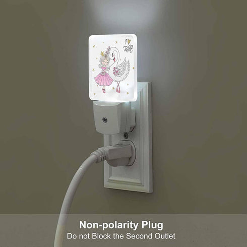 Chrobak LED Night Light,Ballerina Girl with Swan LED Night Light Plug into Wall with Dusk to Dawn Light Sensor White