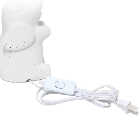 Simple Designs LT3337-WHT Fun Shaped Sitting Night Light Table Lamp, White Porcelain Elephant