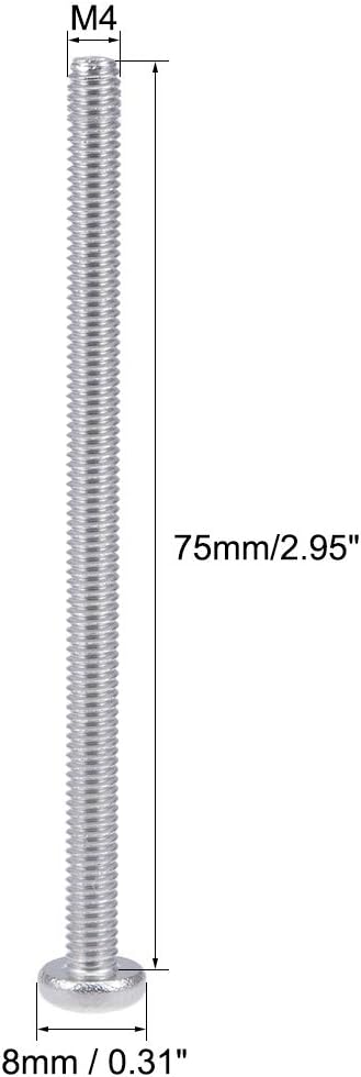 uxcell M4x75mm Machine Screws, Pan Phillips Cross Head Screw, 304 Stainless Steel Fasteners, 10Pcs