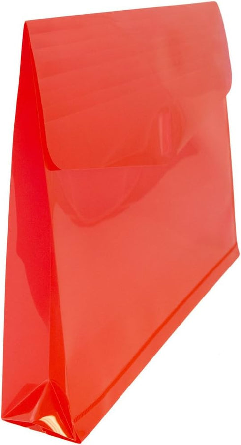 JAM PAPER Plastic Expansion Envelopes with Hook & Loop Closure - Letter Booklet, Red, 12/Pack