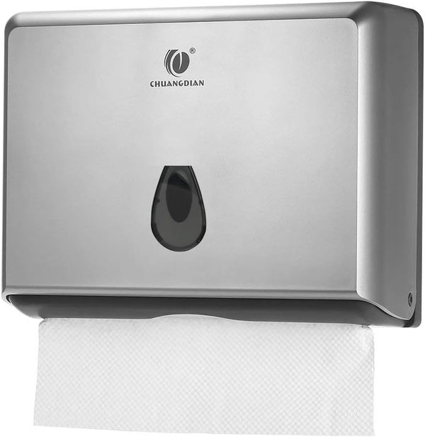 BBX Lephsnt Paper Towel Dispenser, CHUANGDIAN Wall-Mounted Hand Towel Dispenser (Silver)