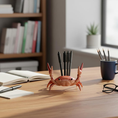 JIANSHUILIAN 1 Pc Red Creative Crab Pen Holder Weightlifting Crabs Pen Stand Storage Rack Office Home Desktop