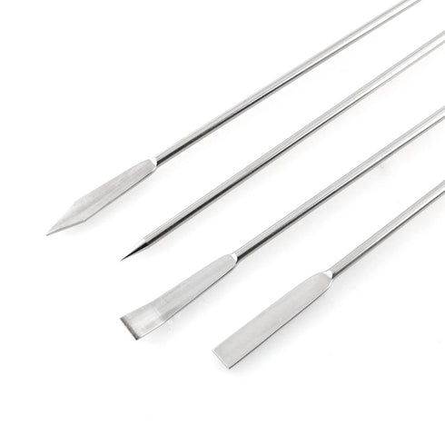 1 Set of 3 Pcs Stainless Steel Double Ended Micro Lab Scoop Spoon, Half Rounded and Flat End Spatula Sampler