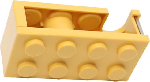 Cute Building Block Shape Tape Dispenser 10.7 x 5.2 x 4cm Plastic Stackable Label Roll Holder for School Office (Yellow)