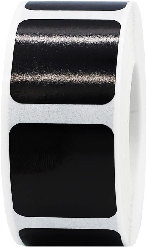 Black Square Color Coding Labels, 1 Inch Semi-Gloss Adhesive Stickers, 500 Labels Per Roll for Inventory Management and