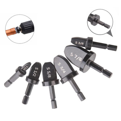 6pcs HVAC Repairing Set Air Conditioner Copper Tube Expander with Manual Pipe Swage Expander Drill Bits