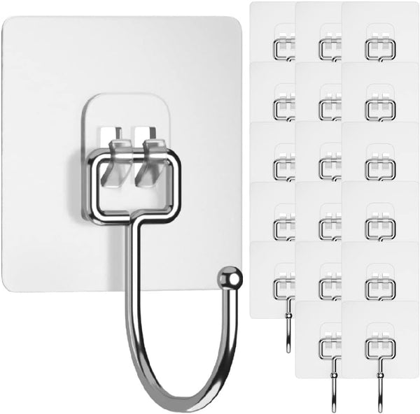 GLUIT Large Adhesive Hooks for Hanging, Heavy Duty 22 lbs, Waterproof Wall Hooks for Home, Bathroom, Kitchen