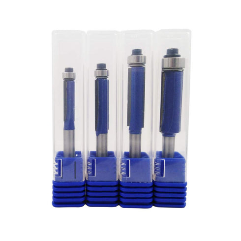 4PCS Set 1/4 Inch Wolfride Flush Trim Router Bit Shank Top Bearing Flush Trim Router Bit