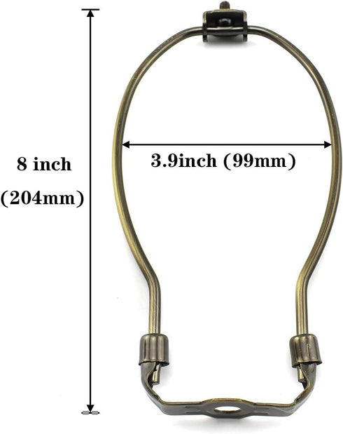8-Inch [2set Antique Lamp Shade Harp Holder Fitter with Oriental Happiness Symbol Lamp Finial and Saddle Base for Table