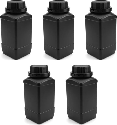 Othmro 5pcs Plastic Lab Chemical Reagent Bottles, 1000ml Wide Mouth Liquid/Solid Storage with Anti-theft Cap