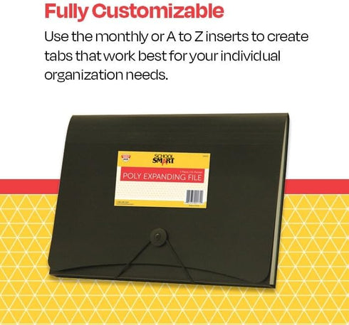 School Smart Poly Expanding Files - 13 Pocket, Black, 85104