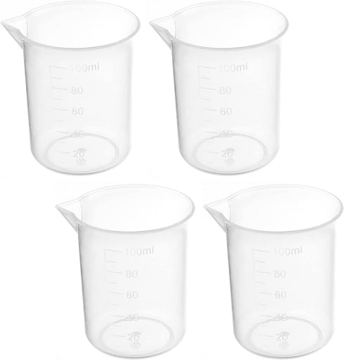 Othmro Measuring Cups 100ml/3.38oz, PP Plastic Graduated Beaker for Lab Kitchen Liquids (4pcs)