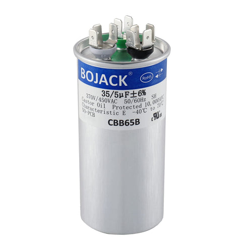 BOJACK 35+5uF 370V/440V CBB65 Dual Run Circular Start Capacitor, 35 5 MFD ±6% for AC Motor Run or Fan Start