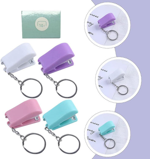 Heavy Duty Keychain Mini Stapler, 5 Pieces, Tiny Portable Hand Staplers for Office DIY Tools