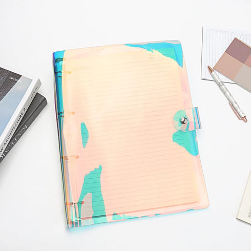 Laser A4 Soft PVC Budget Binder, 4-Ring Refillable Planner Cover with Snap Button Closure