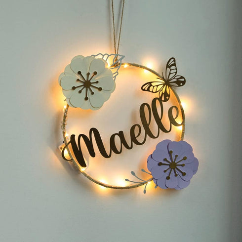 NICEDREAM Custom Name Flower Wreath LED Night Light