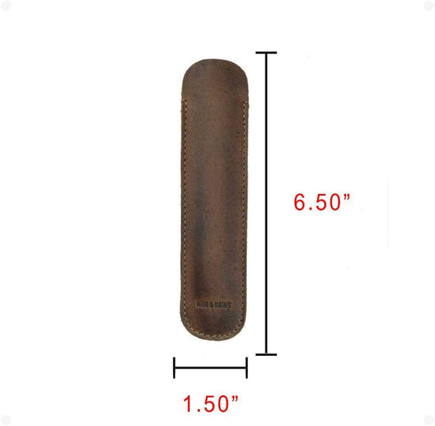 Hide & Drink Vintage Pen Sleeve, Full Grain Leather Office Essentials, Handmade Bookworm Accessories (Bourbon Brown)