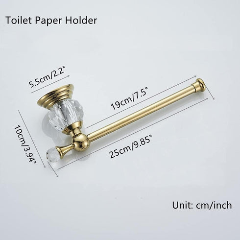 Set 2 WOLIBEER Crystal Gold Toilet Paper Holder Hand Towel Ring Crystal Bathroom Accessories Modern Paper Towel Holder