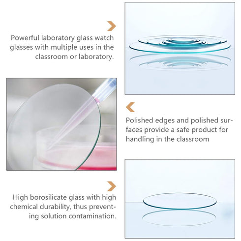 SOLUSTRE 8pcs Beaker Lid Glass Watch Instruments, Laboratory Glass Beaker Cover for Chemistry Glasses