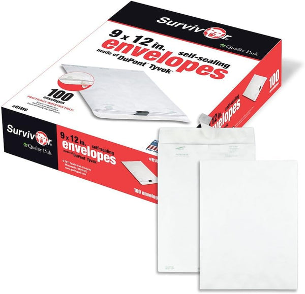 Quality Park Survivor 9 x 12 Catalog Envelopes, Self Sealing, Made with DuPont Tyvek, 100/Box (QUAR1460)