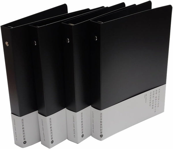 Plastic Round Ring Binders - PVC Binder Covers Loose Leaf Binder Protector Refillable Notebook (A5, Black 4 pack)