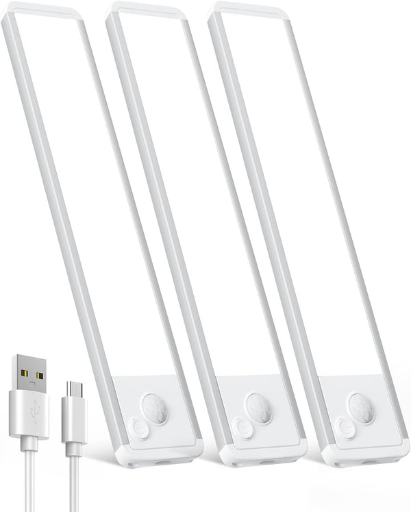 Under Cabinet Motion Sensor Lighting: 10 Inch Dimmable Rechargeable Lights Indoor -