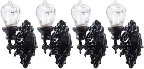4 1:12 Yardwe Miniature Wall Lamp - Pcs Scale Led Dollhouse Wall Sconces Tiny Lights for Miniature House Accessories