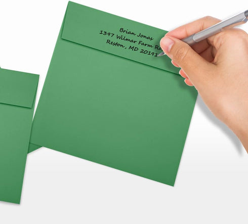 LUXPaper Invitation Envelopes Square | Peel & Press | 6 1/2" x 6 1/2" | Holiday Green | 80lb. Text | 50 Qty