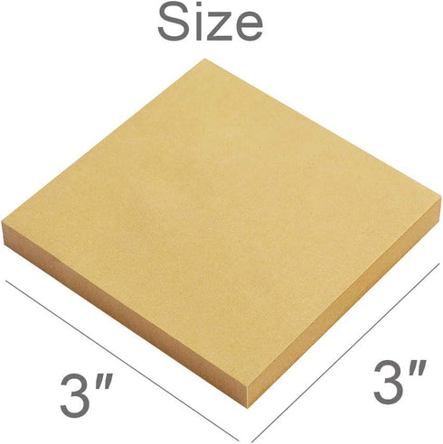 Vanpad Sticky Notes 3x3 Inches,Kraft Paper Self-Stick Pads, Easy to Post for Home, Office, Notebook, 8 Pads/Pack