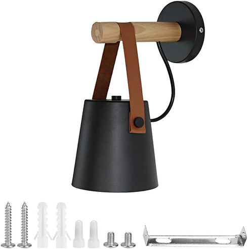LED Wall Sconce Vintage Industrial Wooden Wall Light Fixture, Dimmable & Energy-Efficient,