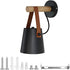 LED Wall Sconce Vintage Industrial Wooden Wall Light Fixture, Dimmable & Energy-Efficient,