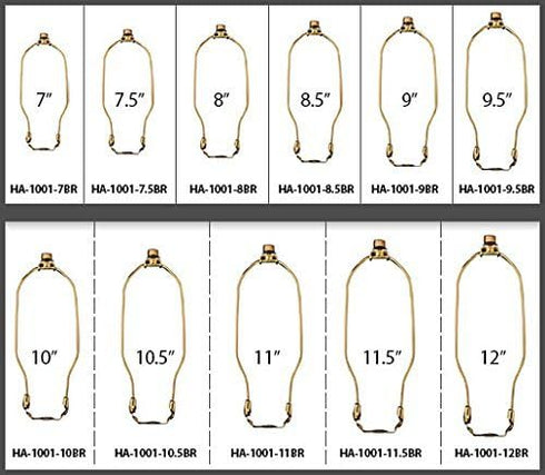 HA-1001-8PB-1 8 inch, Royal Designs, Inc. Heavy Duty Harp for Lamp Shade Holder, Polished Brass Base
