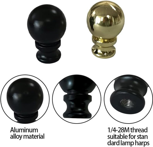 GUQIANLU 2 1/4-28Thread PCS Lamp Finials,Decorative Metal Lamp Shade Screw Cap with for Table and Floor Lamps, Screw On