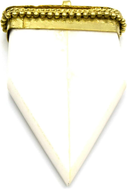Bone Arrow Pendant | Flat Pointed Arrow Shaped Natural Ox Bone Pendant | Focal Pendant with Dotted Gold Cap | Light