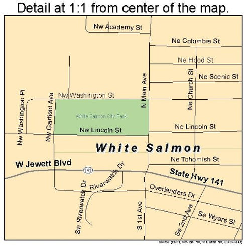 Printed Wall Map of White Salmon, WA - Large Poster Size