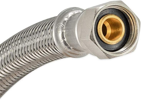 Eastman 12 Inch Flexible Faucet Connector Supply Line, Stainless Steel Braided Hose, 3/8 Inch Compression Inlet x