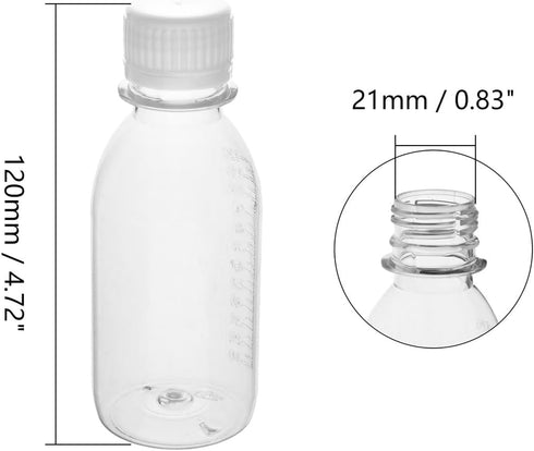Aicosineg 5Pcs 4.06oz Plastic Lab Chemical Reagent Bottles, 120ml Small Mouth Round Storage Containers with White Cap