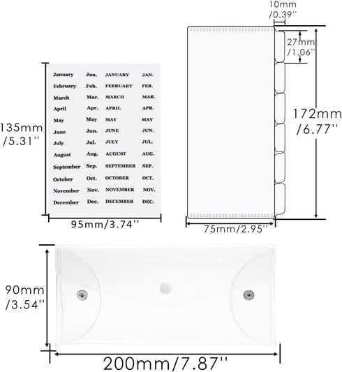 NatSumeBasics Cash Envelope Wallet, Clear Budget Wallet with 6pcs Money Dividers and Tab Stickers