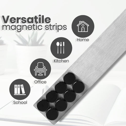 TonGass Magnetic Strip (6 Pcs, 2x15 Inches) with Adhesive Backing Stainless Steel Strips for Home Office