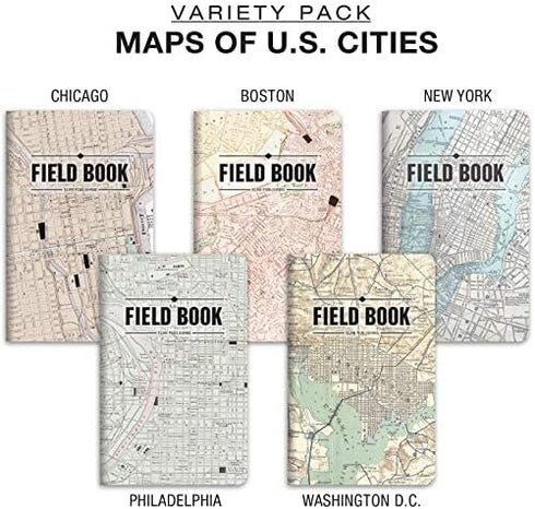 Field Notebook - Antique Map Patterns, Lined Memo Book (3.5"x5.5") - ELAN-FN-003L