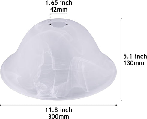 WEIYOUDJ lamp,12" 5.1" Alabaster White Glass Lamp Shade for Floor Diameter x High, Transitional Style Replacement Glass