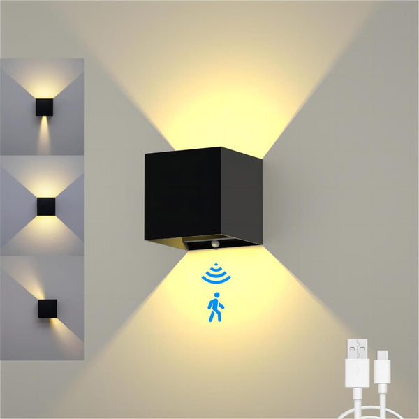 Battery Operated Wall Sconces, 12W Motion Sensor Light Indoor, 6000mAh Wall Lights