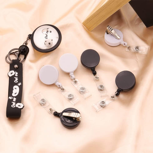 Anffilona (2 Pack Badge Reels Retractable,Student Badge Holders,Retractable ID Name Badge Holder Reels with Alligator