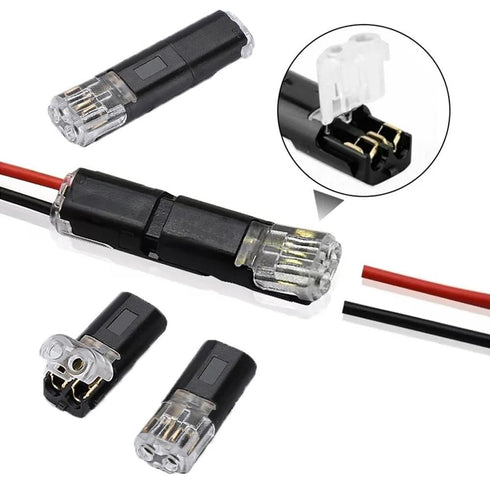 25 PCS Double-Wire Plug-in Connector for 2 Pin 2 Way LED Strip Lights with Locking Buckle