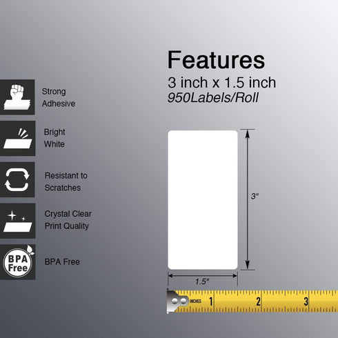 BETCKEY 3" x 1.5" Barcode Shipping & Address Labels, Compatible with Zebra & Rollo Printer, 10 Rolls.